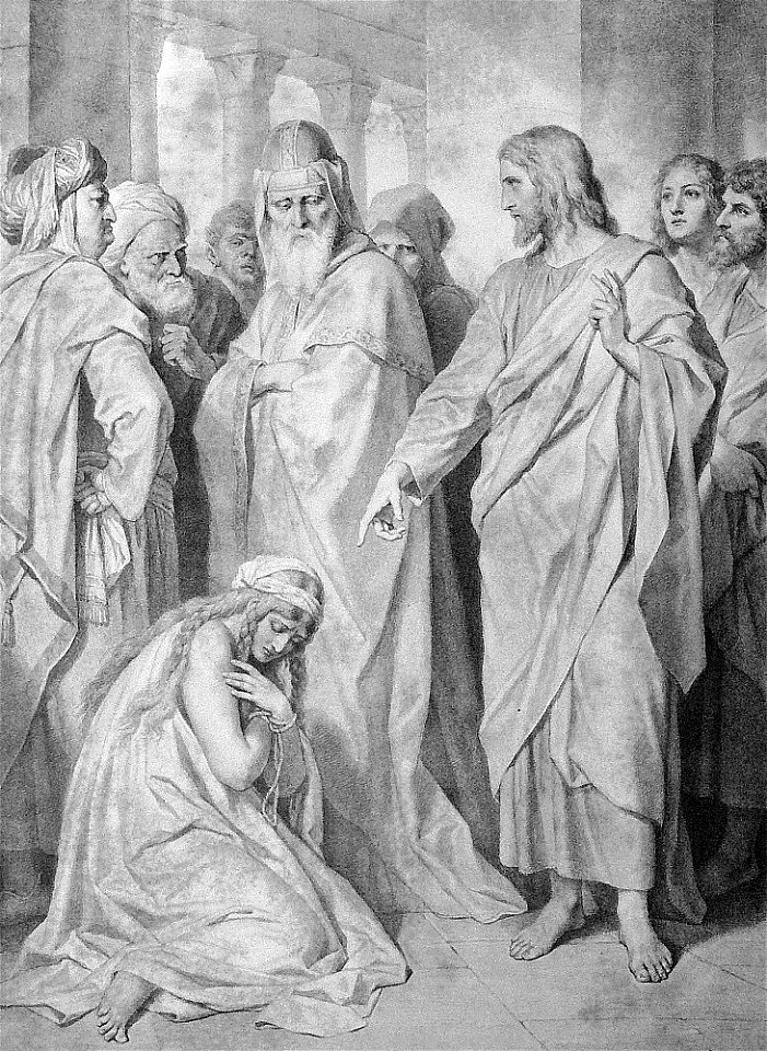 HE THAT IS WITHOUT SIN AMONG YOU, LET HIM CAST A STONE AT HER