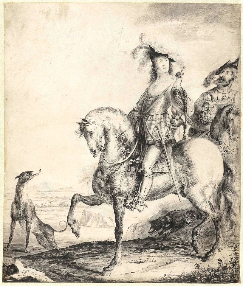 Heer te paard op valkenjacht