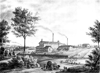 Heilbronn, Rosenberg, Zuckerfabrik, Zeichnung von Johannes Läpple (* 1815; † 1860)