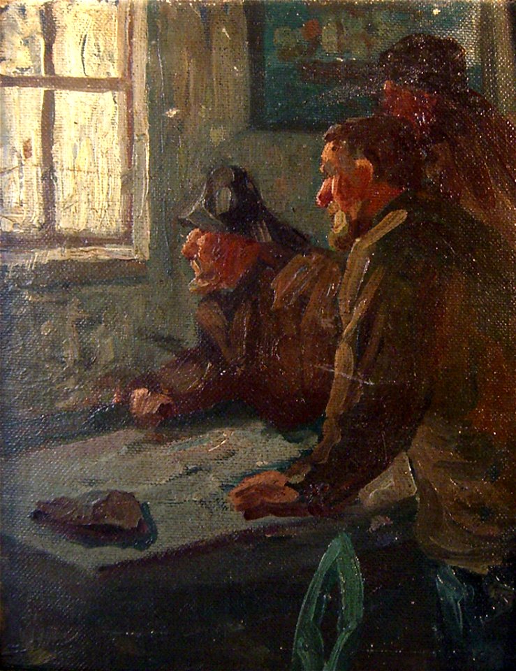 Heinrich Hellhoff Drei Fischer schauen nach dem Wetter