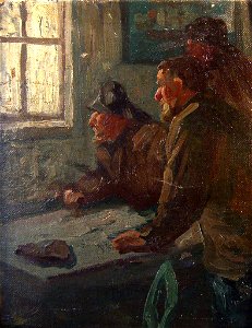 Heinrich Hellhoff Drei Fischer schauen nach dem Wetter