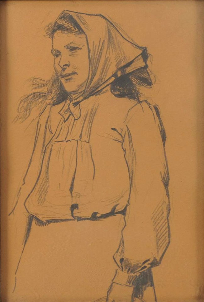 Heinrich Hellhoff Junge Frau mit Kopftuch