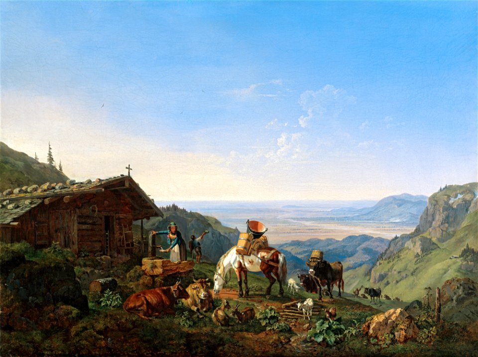 Heinrich Bürkel - Auftrieb zur Alm an der Benediktenwand - G 4943 - Lenbachhaus