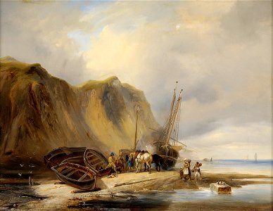 Heinrich Ambros Eckert Strandszene mit Fischervolk
