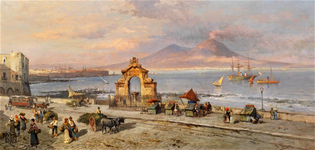 Heinrich Hiller - Blick auf die Bucht von Neapel mit dem Vesuv
