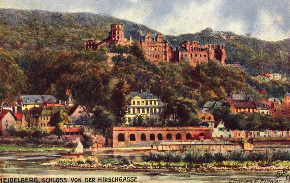 Heidelberg, Baden-Württemberg - Schloss von der Hirschgasse (Zeno Ansichtskarten)