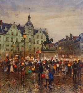 Heinrich Hermanns Sankt-Martins-Zug vor dem Düsseldorfer Rathaus 1905