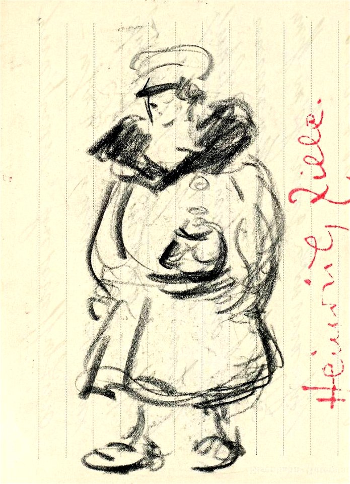 Heinrich Zille Stehende Frau mit Pelzkragen