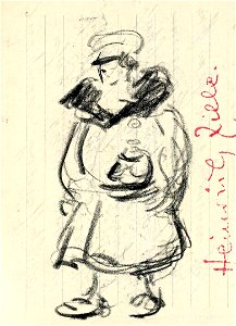 Heinrich Zille Stehende Frau mit Pelzkragen