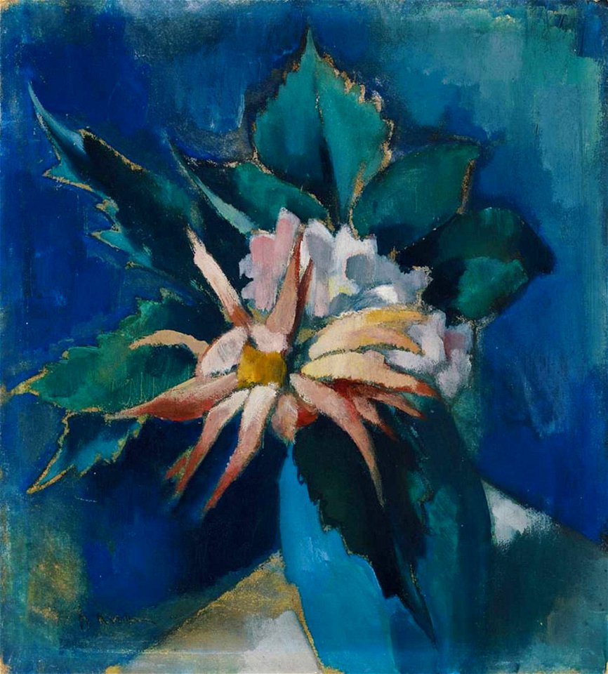 Heinrich Nauen Blumen in blauer Vase 1924