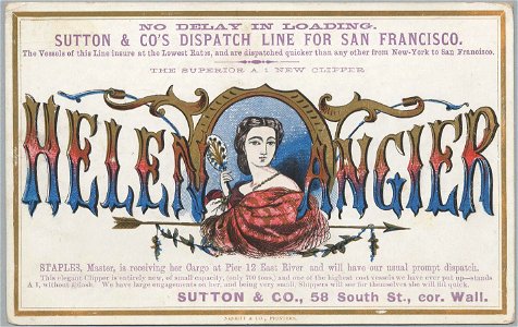 HELEN ANGIER Clipper ship sailing card HN002754aA