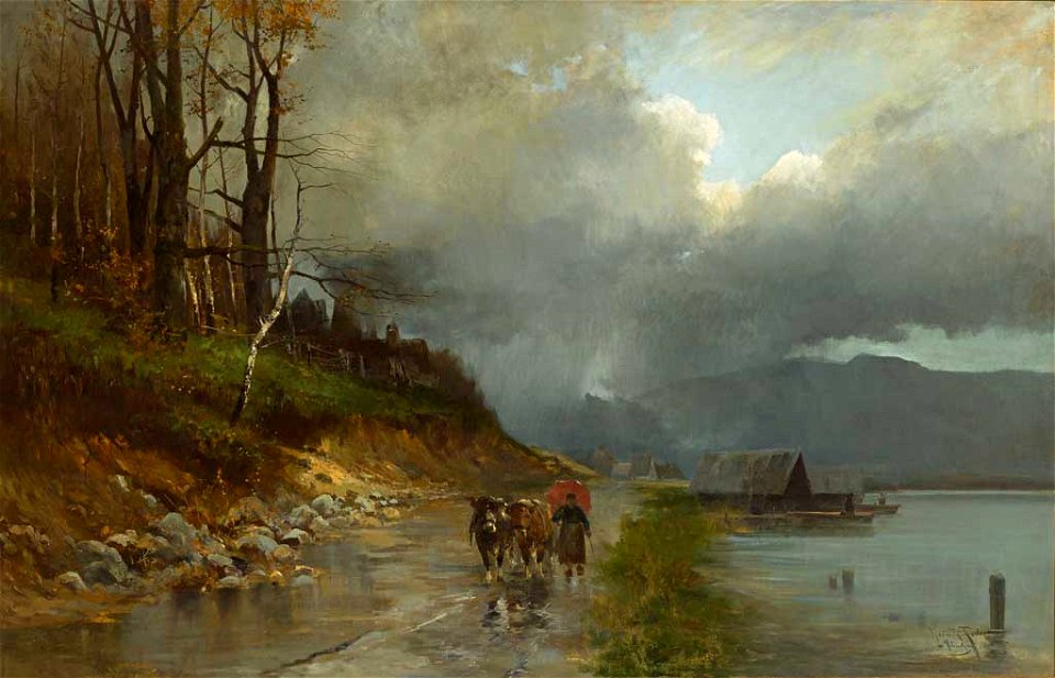 Heinrich Richard Reder Ochsen am Seeufer