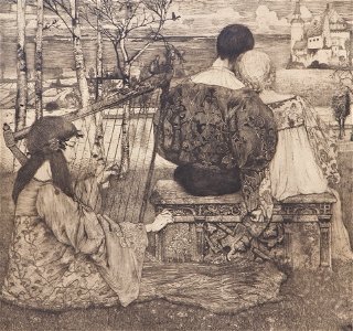 Heinrich Vogeler Liebe 1896 Aquatintaradierung