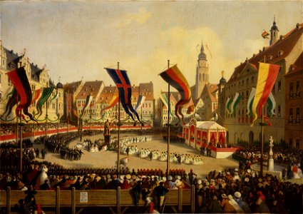 Heinrich Schneider - Die Enthüllung der Prinzgemahlstatue auf dem Marktplatz in Coburg
