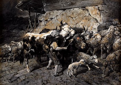 Heinrich von Zügel Eintrieb der Herde bei aufziehendem Wetter