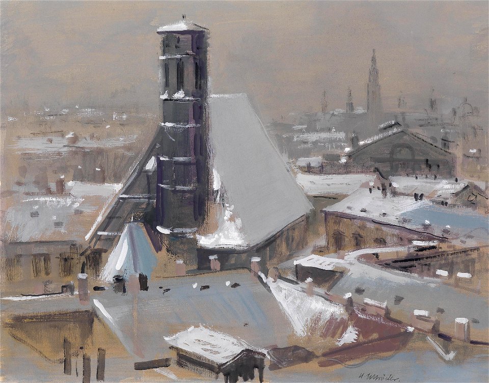 Heinrich Schröder Blick über Wiener Dächer und Minoritenkirche