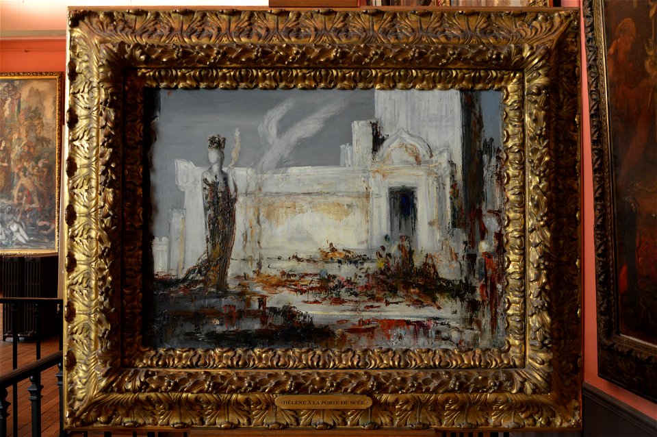 Helene a la porte scee - gustave moreau - avec cadre