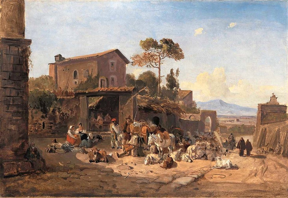 Heinrich Bürkel - Trattoria bei der Porta San Sebastiano vor Rom - 8610 - Bavarian State Painting Collections