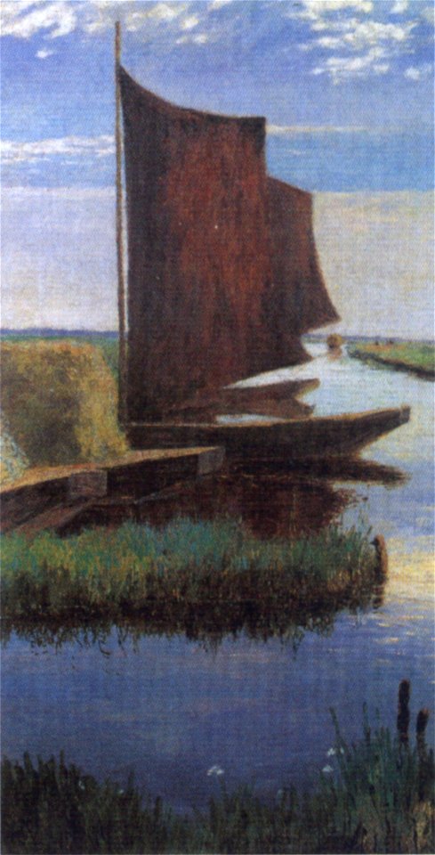 Heinrich Vogeler Heufahrt auf der Hamme c1895
