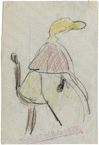 Heinrich Zille Sitzende Frau mit rotem Umhang