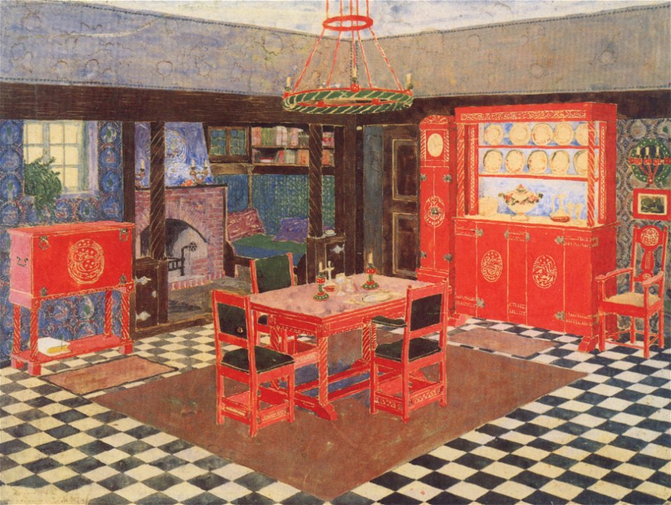 Heinrich Vogeler Entwurf für ein Speisezimmer c1909