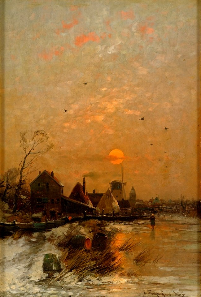 Heinz Flockenhaus Winterlandschaft mit Stadt