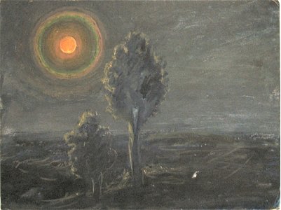 Heinrich (Henri) Ebel, Arbres de la plaine d'Alsace au clair de lune (Bäume in der Elsässischen Ebene bei Mondschein)