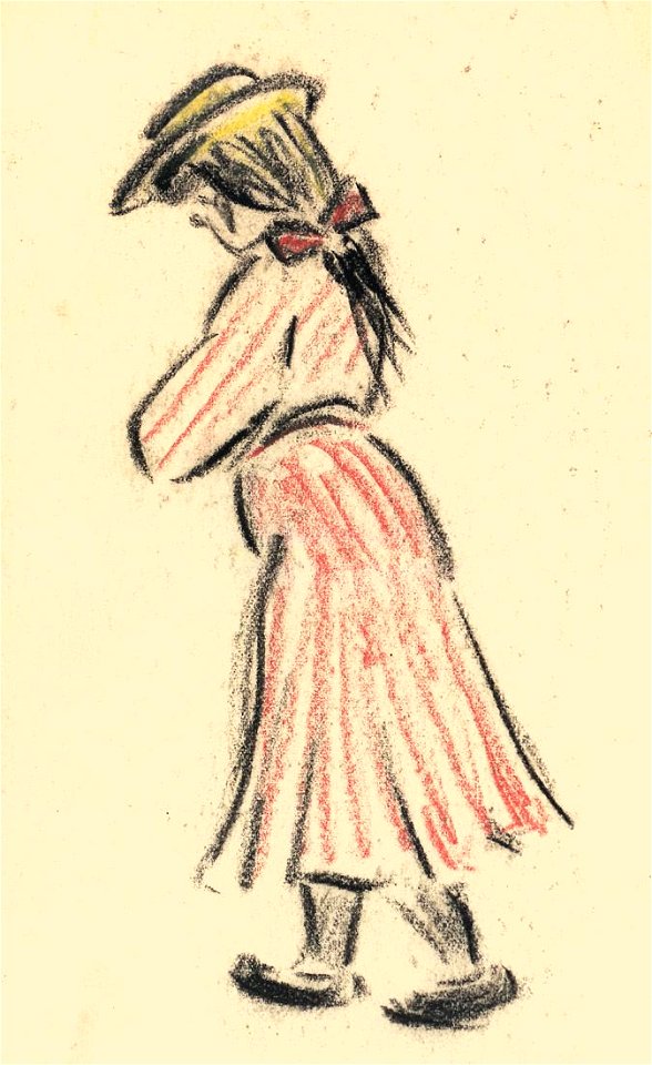 Heinrich Zille Mädchen in rotgestreiftem Kleid
