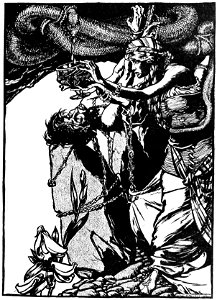 Held a cup to catch the venomous drops (1901) by Arthur Rackham