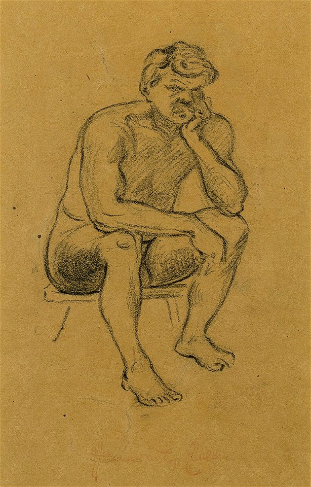 Heinrich Zille Sitzender Mann
