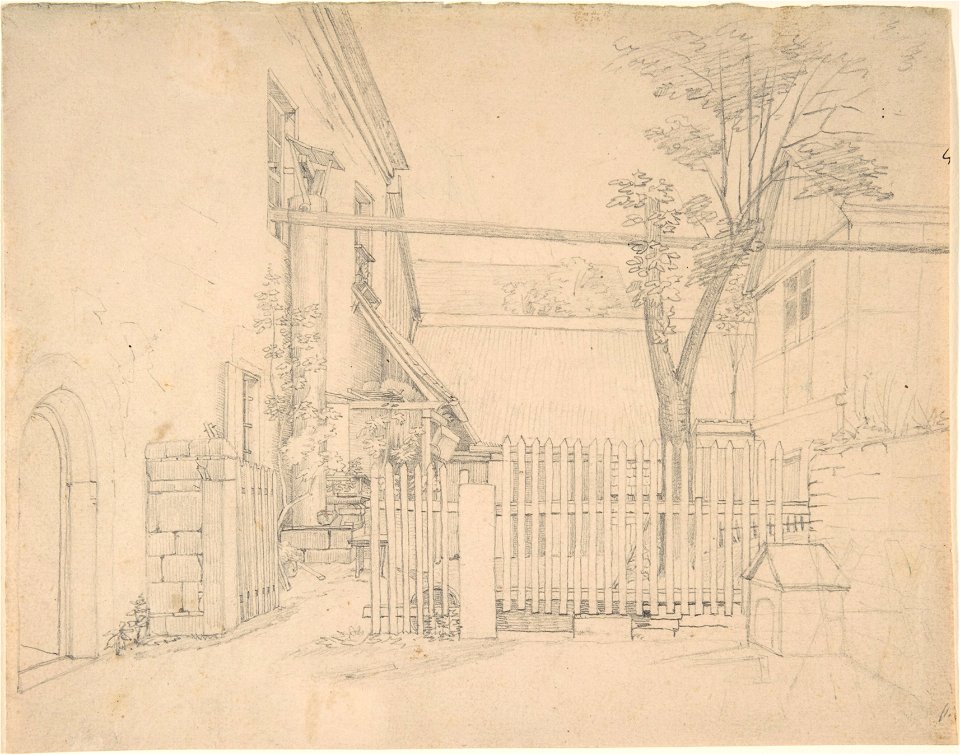 August Heinrich - Blick auf einen Hof in Loschwitz