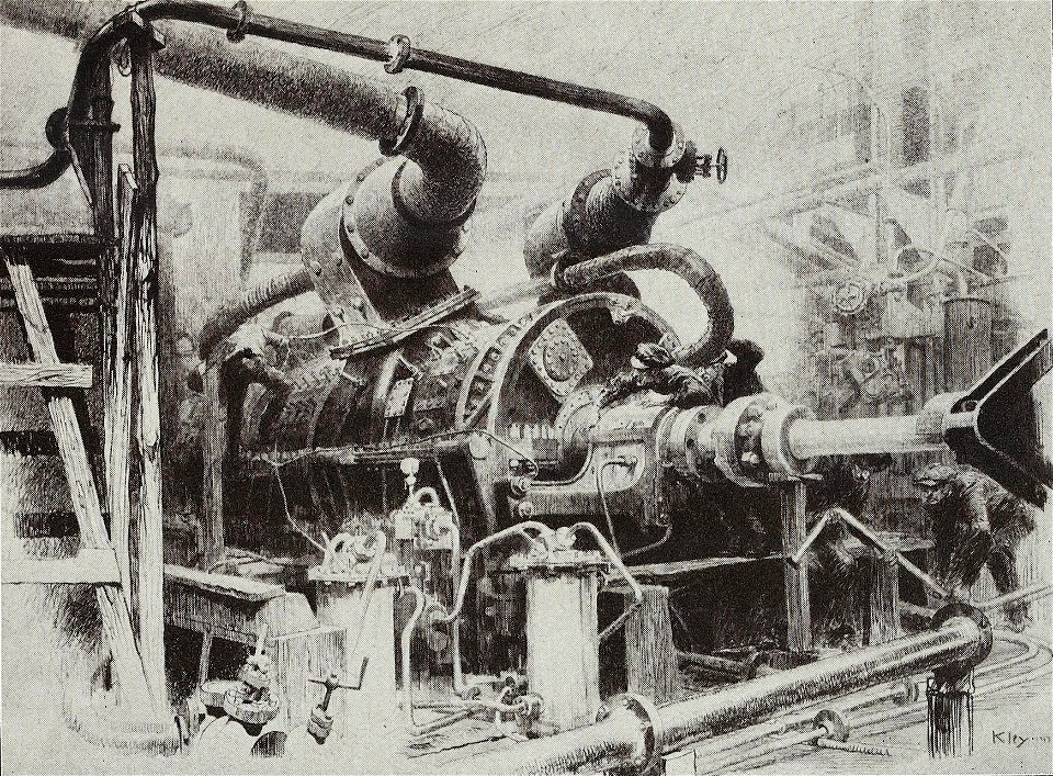 Heinrich Kley - Schiffsturbine. Vulkan, Stettin