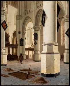 Hendrick Cornelisz. van Vliet - Interior of an old church in Delft - M.Ob.1057 MNW - National Museum in Warsaw. Free illustration for personal and commercial use.