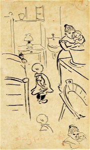 Heinrich Zille Frau mit Kindern beim Bad