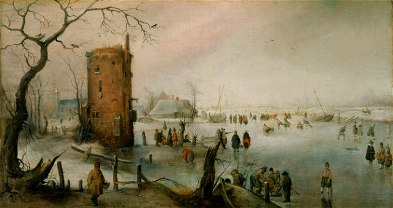Hendrick Avercamp - Skating Near a Town - 46-1939 - Saint Louis Art Museum