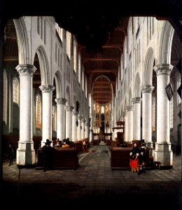 Hendrick Cornelisz van Vliet - Interior of the Nieuwe Kerk, Delft, from beneath the Organ Loft at the Western Entrance. Free illustration for personal and commercial use.
