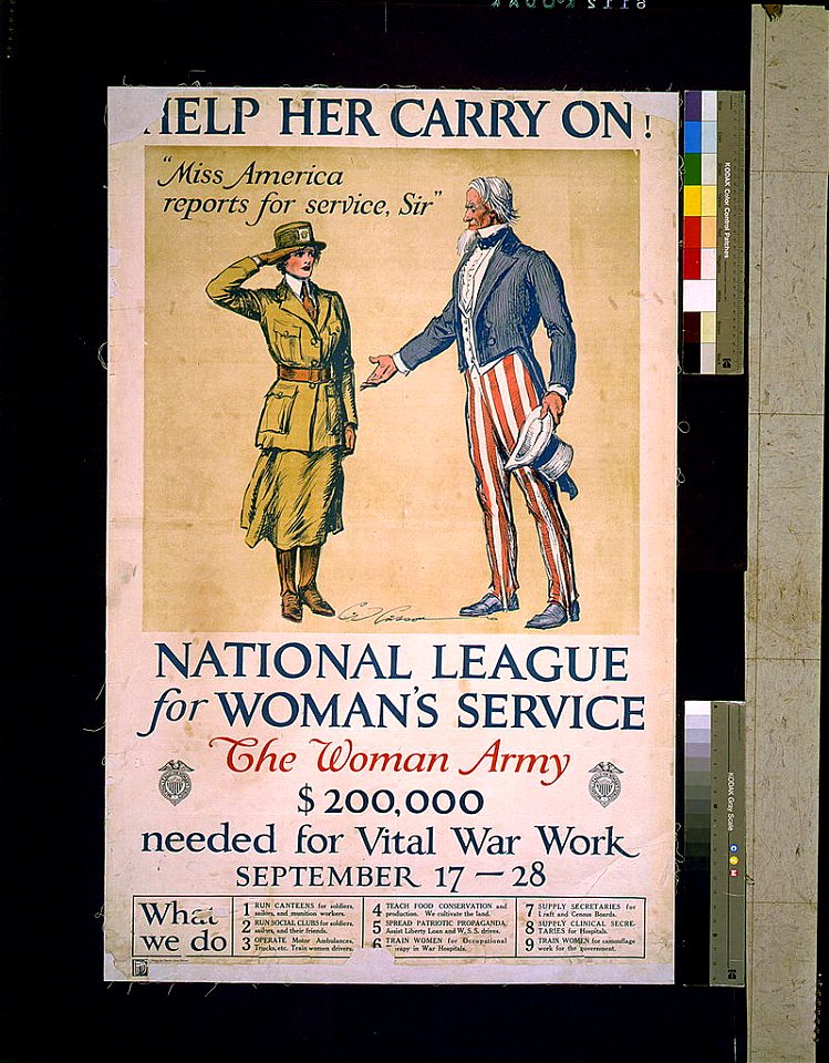 Help her carry on! National League for Woman's Service - design by Charles Dana Gibson. LCCN93510436