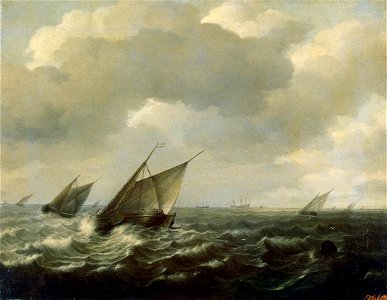 Hendrick Maertensz. Sorgh - Sailing Vessels in a Strong Wind - WGA21646