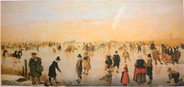 Hendrick Avercamp - Skating on the ice allegedly near Kampen. Free illustration for personal and commercial use.