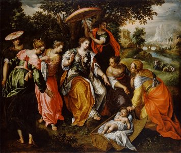 Hendrick de Clerck - The Finding of Moses. Free illustration for personal and commercial use.