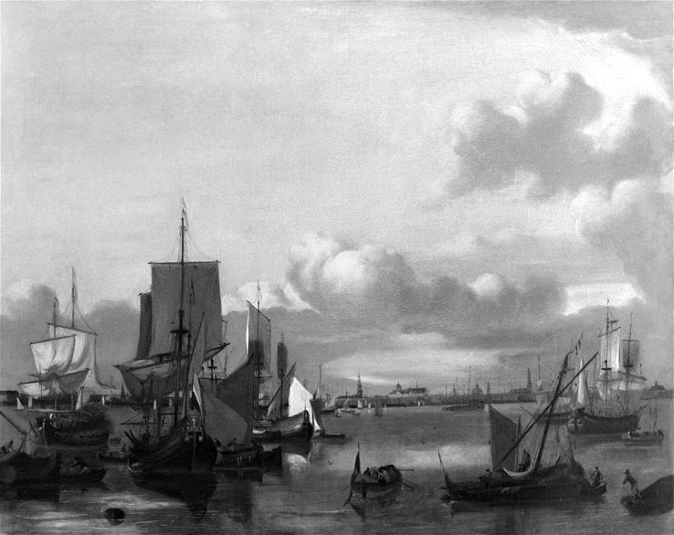 Hendrick Dubbels - Gezicht op Amsterdam gezien vanaf het IJ - SA 3509 - Amsterdam Museum