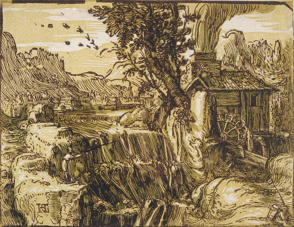 Hendrick Goltzius, Dutch (active Haarlem) - Landscape with a Waterfall - Google Art Project
