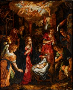 Hendrick de Clerck - Adoration of the Shepherds. Free illustration for personal and commercial use.