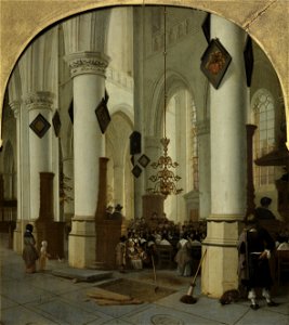 Hendrik Cornelisz. van Vliet - View inside the Saint Bavo Church in Haarlem During Mass - Google Art Project. Free illustration for personal and commercial use.