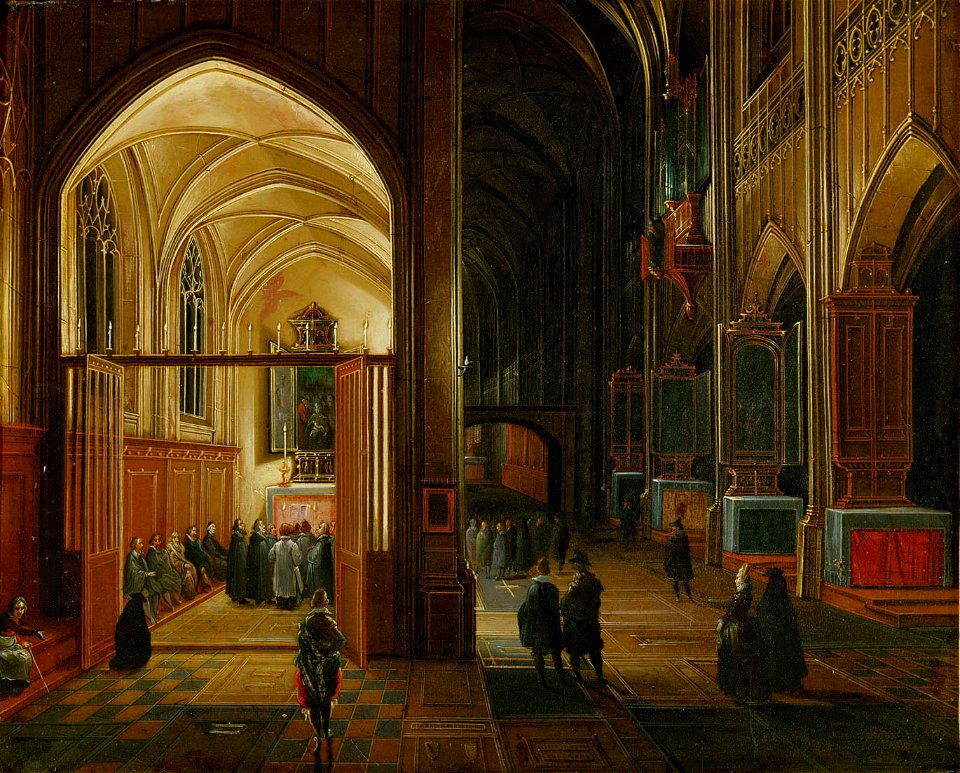 Hendrick van Steenwijck d. Ä. - Abendlicher Gottesdienst in einer gotischen Kirche - GG 638 - Kunsthistorisches Museum