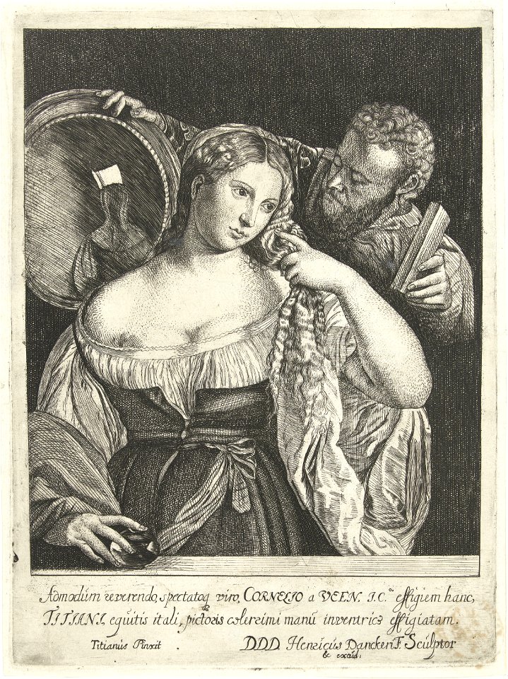 Hendrick Danckerts after Titian - Woman with a Mirror RP-P-OB-50.024
