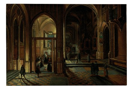 Hendrick van steenwijk ii interior of a cathedral at night with a prie020507)