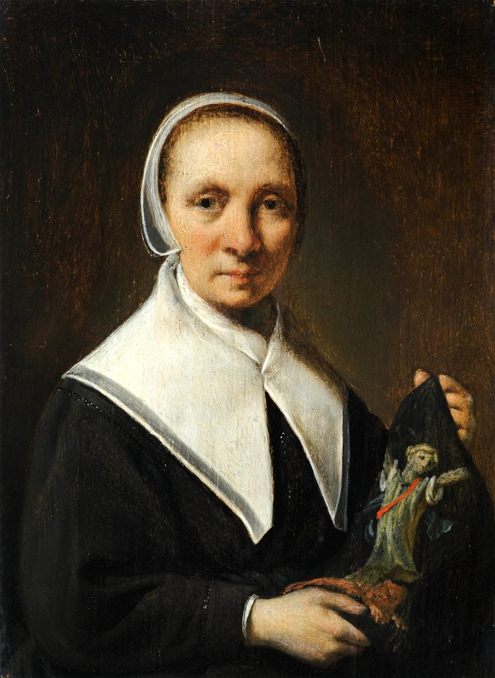 Hendrick Martensz. Sorgh - Portrait of a woman holding embroidery 49 Sorgh 1978 S1