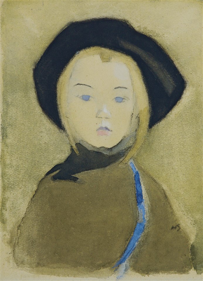 Helene Schjerfbeck - Girl with Blue Ribbon (1943)