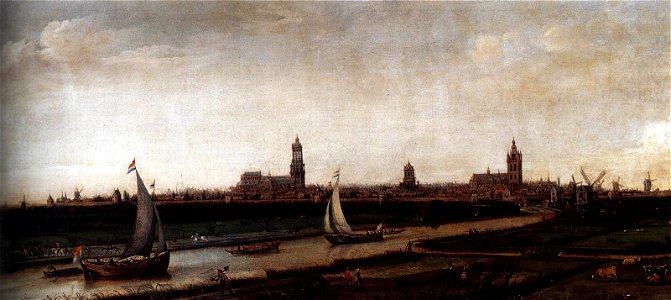 Hendrik Cornelisz. Vroom - View of Delft from the Northwest - WGA25411. Free illustration for personal and commercial use.